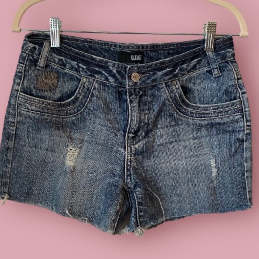 a.n.a Denim Blue Distressed Jean Shorts size 8